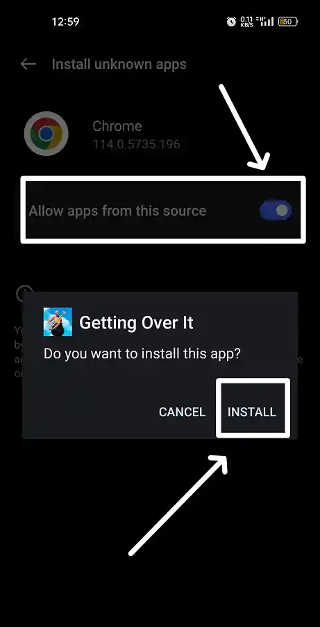 Getting over it apk installation step 3